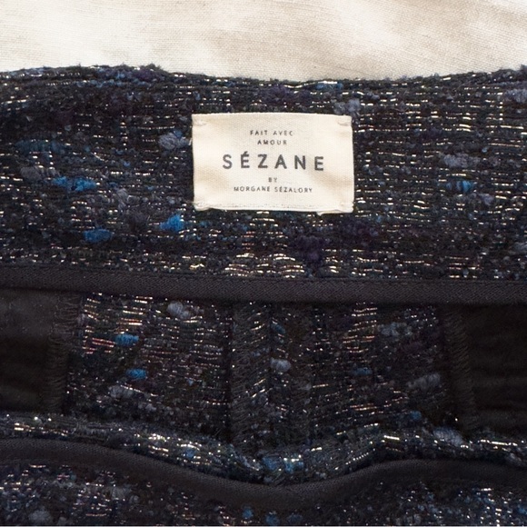🇫🇷SEZANE | Jacquard Tweed Party Shorts | Blue Gold Sparkle | FR 38 US 6 - Picture 4 of 5